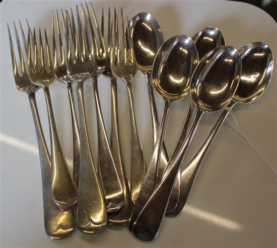 Part service of Old English pattern silver flatware